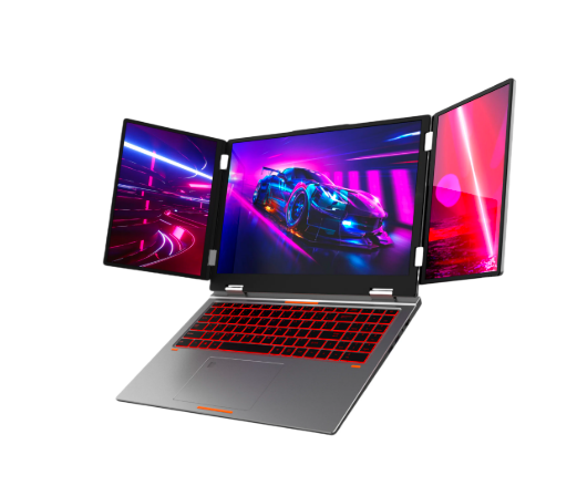 Triple Screen Laptop - 3-Screen 16" AMD Ryzen Laptop - Arrival Sign-up - Xyber Mini PC 