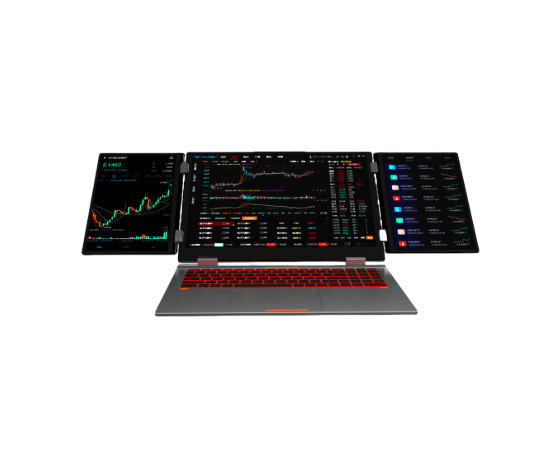 Triple Screen Laptop - 3-Screen 16" AMD Ryzen Laptop - Arrival Sign-up - Xyber Mini PC