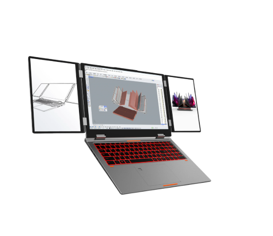 Triple Screen Laptop - 3-Screen 16" AMD Ryzen Laptop - Arrival Sign-up - Xyber Mini PC 