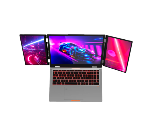 Triple Screen Laptop - 3-Screen 16" AMD Ryzen Laptop - Arrival Sign-up - Xyber Mini PC